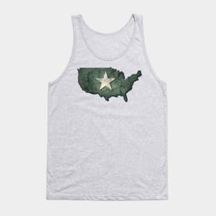 USA map in army green with bright star and grunge effect Tank Top